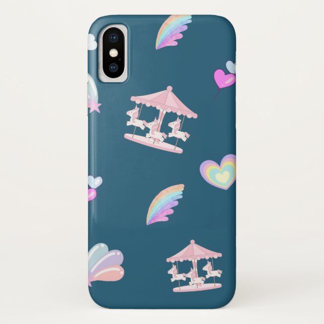 Magical Unicorn rainbow carousel pattern birthday  Case-Mate iPhone Case (Back)