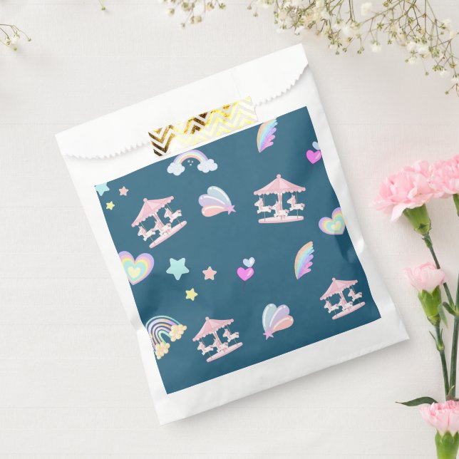 Magical Unicorn rainbow carousel pattern birthday  Favour Bag (Sealed)