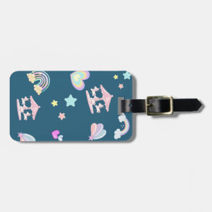 Magical Unicorn rainbow carousel pattern birthday  Luggage Tag