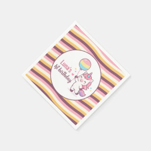 Magical Unicorn & Rainbow Girl 1st Birthday party  Napkin