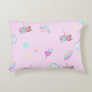 Magical Unicorn rainbow gradient  birthday party  Accent Pillow
