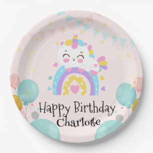 Magical Unicorn rainbow gradient  birthday party  Paper Plate