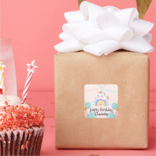 Magical Unicorn rainbow gradient birthday party Square Sticker