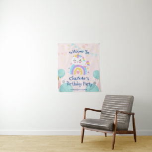 Magical Unicorn rainbow gradient birthday party Tapestry