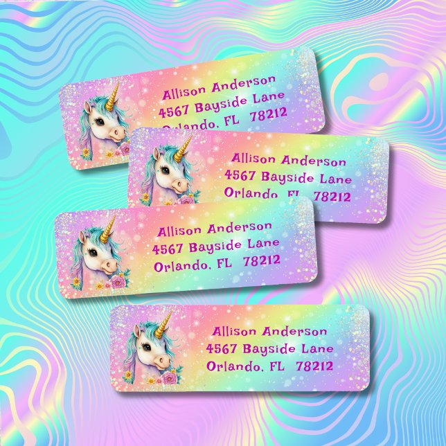 Magical Unicorn Rainbow Sparkles Birthday Label (Creator Uploaded)