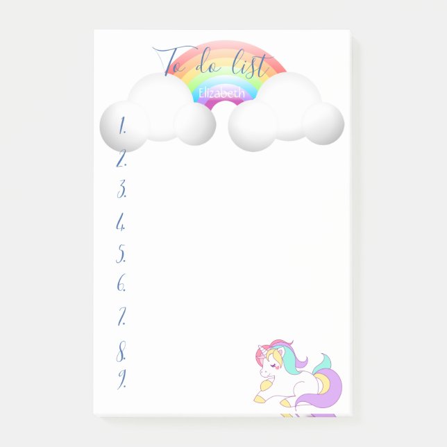 Magical  Unicorn,Rainbow,To do list Post-it Notes (Front)