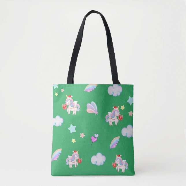 Magical Unicorn rainbow Xmas birthday party  Tote Bag (Front)