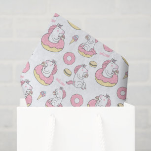 Magical Unicorn Riding a Doughnut Pattern Tissue Paper