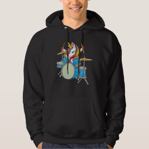 Magical Unicorn Rocking Out As A Drummer Funny Hoodie
