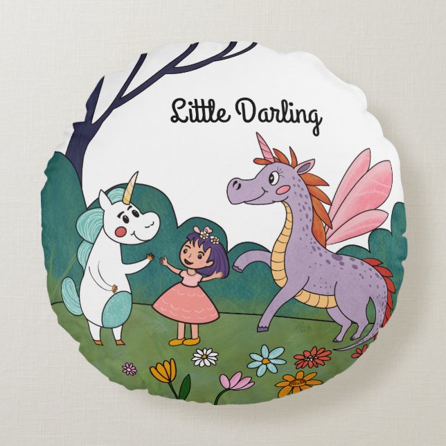 Magical Unicorn Round Pillow (Front)