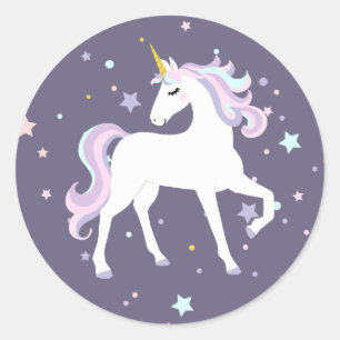 Magical Unicorn Round Sticker. Classic Round Sticker