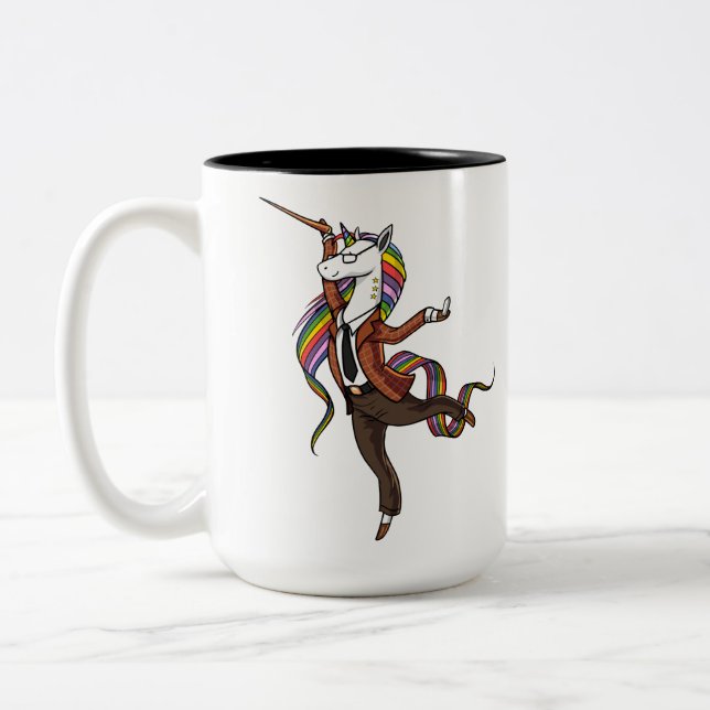 Magical Unicorn School Teacher Two-Tone Coffee Mug (Left)
