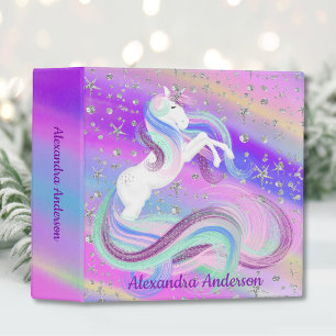 Magical Unicorn Silver Stars School Binder