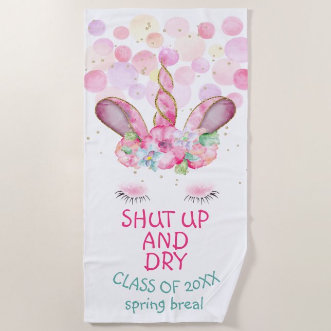 MAGICAL UNICORN Spring Break Beach Beach Towel (Front)