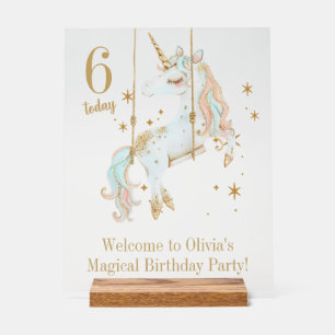 Magical Unicorn & Stars Birthday Welcome Acrylic Sign