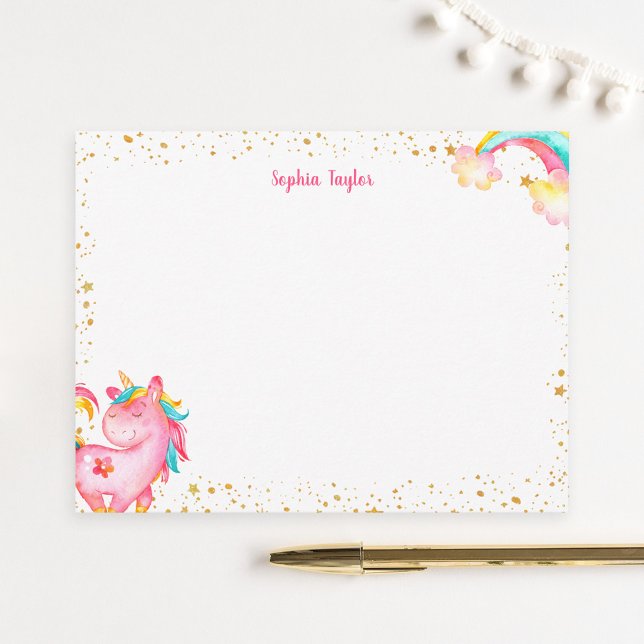 Magical Unicorn Stars Kids Personalized Stationery Card (Creator Uploaded)
