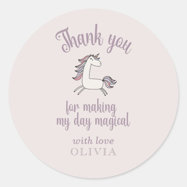 Magical Unicorn Thank you Sticker (Front)