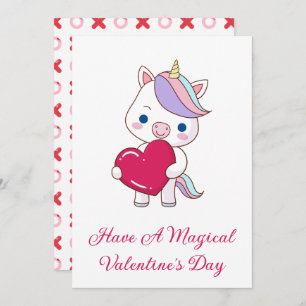 Magical Unicorn Valentine's Day  Holiday Card