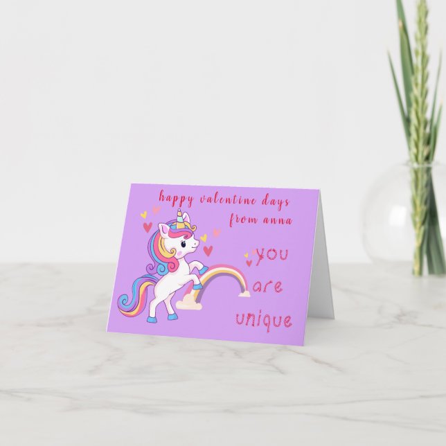 Magical Unicorn Valentine's Day  Holiday Card (Front)