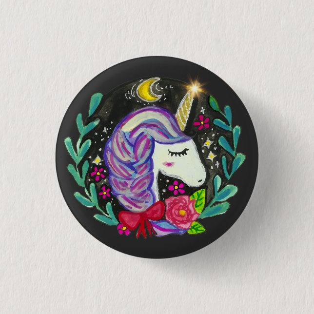 Magical Unicorn Vibes  1 Inch Round Button (Front)