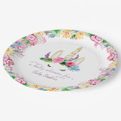 Magical Unicorn Watercolor Pink Floral Baby Shower Paper Plate (Angled)
