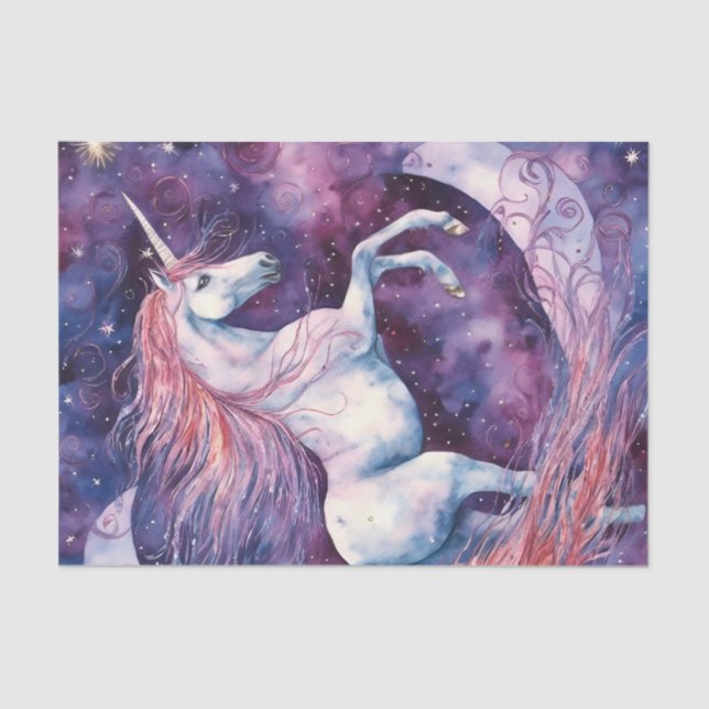 Magical Unicorn With Pink Mane Decoupage Tissue Paper (Front)