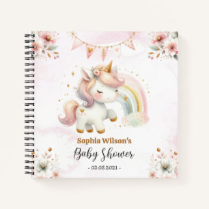 Magical Unicorn with Rainbow Baby Shower Notebook