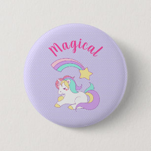 Magical Unicorn with Rainbow Shooting Star 2 Inch Round Button