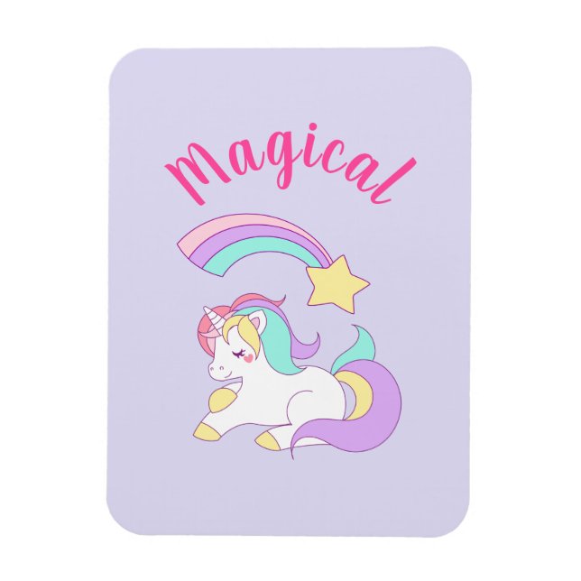 Magical Unicorn with Rainbow Shooting Star Magnet (Vertical)