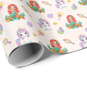 Magical Unicorns & Mermaids Wrapping Paper
