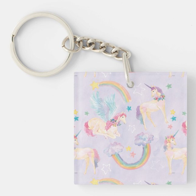 Magical Unicorns Pattern Keychain (Front)