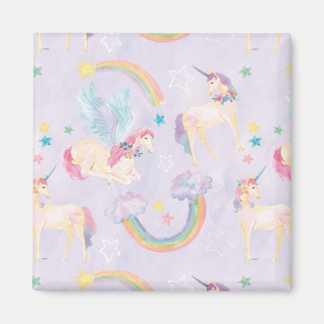 Magical Unicorns Pattern Magnet (Front)