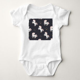 Magical Unicorns: Pink Mane Vintage. Baby Bodysuit