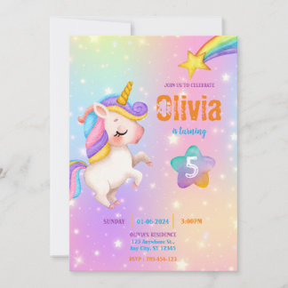 Magical Unicorns Purple Birthday Party Invitation