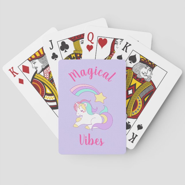 Magical Vibes Sleeping Unicorn and Shooting Star Playing Cards (Back)