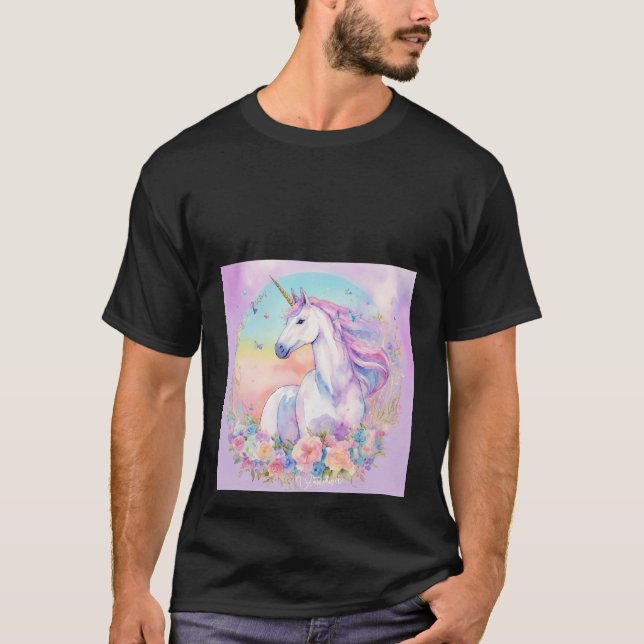 "Magical Vibes: Unicorn Print T-Shirt" T-Shirt (Front)