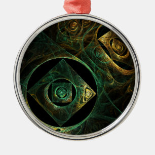 Magical Vibrations Abstract Art Round Metal Ornament