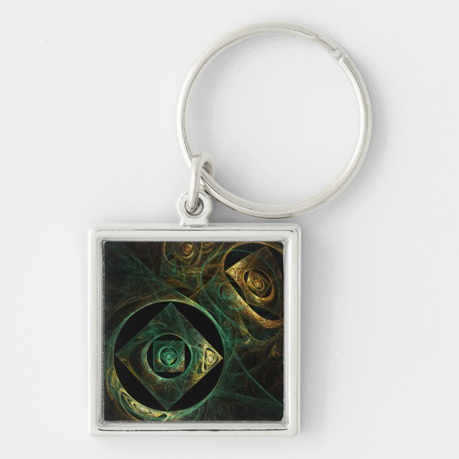 Magical Vibrations Abstract Art Small Keychain (Front)
