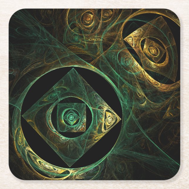 Magical Vibrations Abstract Art Square Paper Coaster (Front)