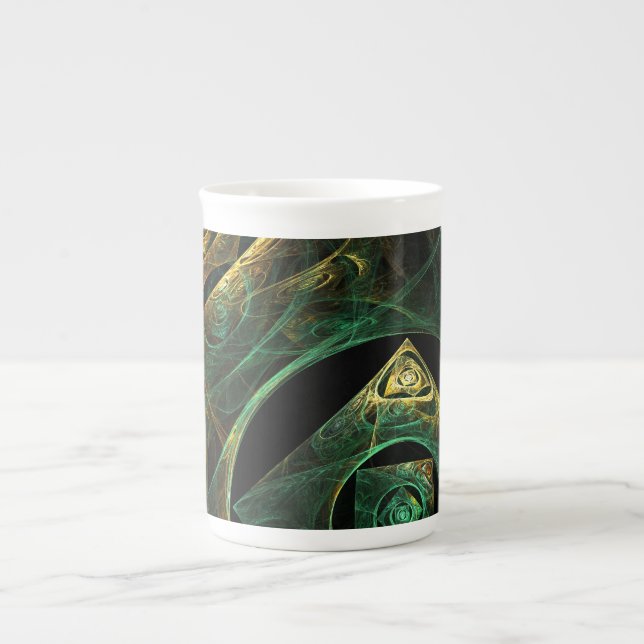 Magical Vibrations Abstract Fractal Art Design Bone China Mug (Front)