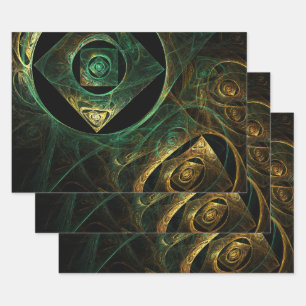 Magical Vibrations Abstract Fractal Art Design Wrapping Paper Sheet