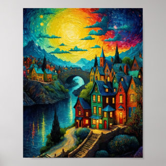 Magical Village Art  Poster