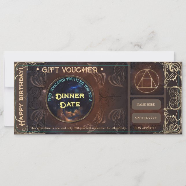 Magical vintage fantasy Birthday Gift Voucher  (Front)
