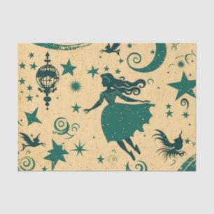 Magical Vintage Girl with Stars Decoupage Paper
