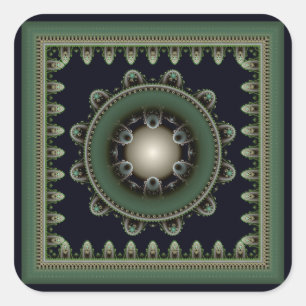 Magical visual fractal ornament square sticker
