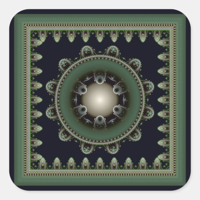 Magical visual fractal ornament square sticker (Front)