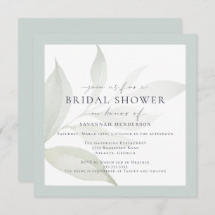 Magical Watercolor Greenery Classic Bridal Shower Invitation