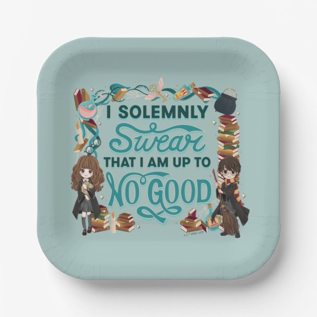 Magical Watercolor "I Solemnly Swear" Paper Plate (Front)