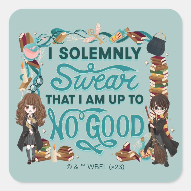Magical Watercolor "I Solemnly Swear" Square Sticker (Front)
