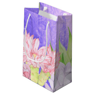 Magical Watercolor Succulents Purple Small Gift Bag